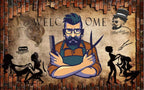 Fresque murale retro pour  salon barber